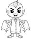 Placeholder: outline art for halloween coloring pages for kids with cartoon cute happy dracula , white background, Sketch style, full body, only use outline, clean line art, white background, no shadows and clear and well outlined, coloring page for kids, kawaii style