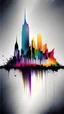 Placeholder: Skyline rainbow brushstroke abstract