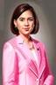 Placeholder: Extremely rich young female politician portrait in all pink outfit