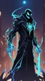 Placeholder: Mix between venom symbiote and Reaper in solo leveling shadow style with neon glowing blue