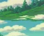 Placeholder: Trees, river, clouds