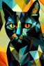 Placeholder: "gato negro mirando al frente cubismo" geometrizado con fondo de color