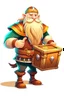 Placeholder: viking character holding a treasure chest realistic videogame stile