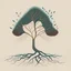 Placeholder: Illustrate a stylized tree with roots extending into the ground, each root representing one of the core values—creativity, authenticity, inspiration, and inclusivity. Keep the design minimalistic, using clean lines and subtle colors to convey the message effectively.