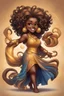 Placeholder: A fearless curvy dark-skinned airbrushed chibi swishes her lion tail excitedly, wearing a dress decorated with the Leo astrology symbol. With mane-like hair wild with curls, she smiles wide, showing off fangs. She stands arms and legs spread, steadfast as a lioness, demonstrating Leo courage and leadership.