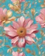 Placeholder: pink, turquoise and gold flower van Gough white background