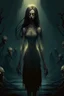 Placeholder: strane tall lady, horror, little nightmare videogames style