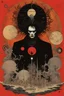 Placeholder: (text "THE SANDMAN":2.0) in sandman comic book font, Nightmare frequencies visualization, cartography of The Dreaming, abstract surreal art, by Graham Sutherland and Adolph Gottlieb and Dave McKean, mind-bending illustration; Neil Gaiman's "The Sandman" Cover art by Dave McKean, crisp cool colors - red hues