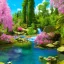 Placeholder: enchanted forest, blue lake,delicate flowers, pink tree, Swrosvsky crystals, cascades, full of details, smooth, bright sunshine，soft light atmosphere, light effect，vaporwave colorful, fantasy art, smooth, extremely sharp detail, finely tuned detail, ultra high definition, 8 k, unreal engine 5, ultra sharp focus