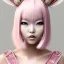 Placeholder:  Asian woman, pink short hair, rabbit mask, latex suit, highly detailed,