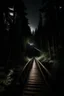 Placeholder: A wooden bridge in the forest at night