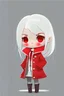 Placeholder: Chibi girl with white hair and small size red coat