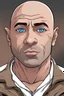 Placeholder: joe rogan with anime face and blue eyes and big leps
