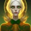 Placeholder: fantasy setting, woman, orange and white hair, green eyes, wavy hair, freckles, warrior