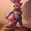 Placeholder: 1yo little szymon is on safari onthe moon. riding a pink dinosaur. he has big and a funny hat. High detailed. Cinematic. Digital painting. Warm lights.