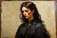 Placeholder: Egon Schiele, Andrea Kowch, Jean-Giraud Moebius, figurative abstract expressionist art, somber Gothic female vampire sorceress,full body portrait perfection,abstract painting ,acrylic art,oil paint,sharp brush strokes, fine palette knife, highly detailed hair and facial features, rugged skin tones, subdued natural colors, museum quality render