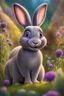 Placeholder: Movie poster for a Disney-Pixar movie called "Amie" about a giant gray flemish giant rabbit with purple eyes and big eyelashes