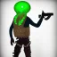 Placeholder: Alien, snake, metaljellyfishsombrero, vest, hands, holding gun, holster, steel military boots, squishy