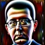 Placeholder: an abstract painting of Aleksandar Vucic, decay, mixed media, textured, highly detailed