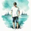 Placeholder: vector t-shirt design, minimalistic ink drawing style, vanishing point on white paper, water color splash, magical fart, retro minimal, trendy art, art style by Eckhart Tolle and Fabio Hurtado