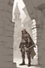 Placeholder: male human rogue adventurer in a medieval city