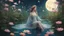 Placeholder: A digital illustration blending realism and fantasy, depicting Ophelia in a modern interpretation of a tunic, her thighs bathed in the soft glow of the moon, surrounded by vibrant lotus flowers and swaying reeds. The scene is infused with a sense of enchantment and surrealism, with a hint of whimsy and magic in the air. This version explores a more contemporary and imaginative approach to the traditional imagery.