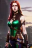 Placeholder: hyper realist, hyper detailed, stunningly beautiful 16 year old teen girl, long ginger hair, green eyes, medium freckles, full lips, revealing leather armour, full body and head, c-cup breasts, stern expression, full frame, petite, ignore NSFW, shortbow, quiver on hip