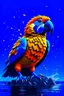 Placeholder: Generate an full body image of a parrot has a magma objects in the background and ocean objects in the background objects with an anime animal style.On Canvas, Brush Strokes, Smooth, Ultra High Definition, 8k, Unreal Engine 5, Ultra Sharp Focus, Intricate Artwork Masterpiece, Ominous, Golden Ratio, Highly Detailed, photo, poster, fashion, illustration