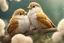 Placeholder: Very fluffy bird couple love, flora, in sparkling sunshine Weight:1 detailed matte painting Weight:0.9