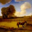 Placeholder: shetland pony, fence, field, oil painting, by Nicolas Poussin