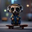Placeholder: Cute little humanoid meerkat with headphones, riding action with a skateboard in the city, unreal engine, cozy indoor lighting, artstation, high detailed, digital painting, cinematic, character design by mark ryden and pixar and hayao miyazaki, unreal 5, daz, hyperrealistic, octane render