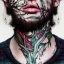 Placeholder: "full face tattoo of leaves and gnarled branches extending past face and morphing into reality, 8k resolution, high-quality, fine-detail, muted colors,intricate, digital art, detailed matte, volumetric lighting, illustration, octane render