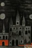 Placeholder: A black haunted castle with ghosts painted by Paul Klee