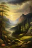 Placeholder: A highly detailed landscape painting in the style of the Hudson River School