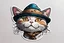 Placeholder: cat Sticker, character cat art, hat on his head