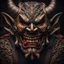 Placeholder: japanese demon mask, highly detailed, realistic, photorealism, symmetrical, soft lighting, detailed face, intricate details, HDR, beautifully shot, hyperrealistic, sharp focus, 64 megapixels, perfect composition, high contrast, cinematic, atmospheric, moody