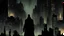 Placeholder: Blade runner city at night; silhouette of detective in trenchcoat