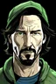 Placeholder: Keanu reeves lookalike with short hair and baseball hat comic book style tales from the crypt horror