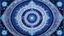 Placeholder: a beautiful rug with essential sacred geometry and cosmic symbol in the middle with cold colours