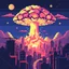 Placeholder: 8 bit pixelart city, atomic mushroom cloud, synthwave, destroyed city