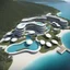 Placeholder: Residential complex of seaside cabins, Zaha Hadid style, aerial view, ultra quality, hyper detailed, digital art, 8k 3D