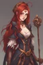 Placeholder: Human, 19yo girl, redhair, medieval, fantasy, jester suit, sadic smile evil eye