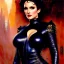 Placeholder: Drawing of beautiful face,'beautiful ,Busty Catwoman',intense stare, ancient skintight armor, balanciaga fashion clothe painting by gaston bussiere, greg rutkowski, yoji shinkawa, yoshitaka amano, tsutomu nihei, donato giancola, tim hildebrandt, Oil on canvas, cinematic composition, extreme detail,fit full head inside picture,16k