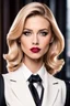 Placeholder: A beautiful woman attorney with blonde hair, nice eyes, matte peach lips, in white shirt, black coat, black necktie, attorney gown, estilo Gibli