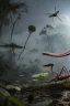 Placeholder: large venus fly trap with teeth eating a dragonfly, flowers, jungle, hyperrealistic, trees in background, digital art, alien like, disgusting, intricate, morbid, rainy, sinister, volumetric lighting, unreal engine, high resolution, 8k, depressing colors, dark colors, horror, horrific,