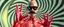 Placeholder: gesture pose, hot dog magic, blissfull genious, ultra chromatic, cyber jobe, flying yoga magic , lawn mover man movie character, portrait of upper body of cool transparent guy made with nano tape and with shades and mustache and bald head, saw blade beholder eye tyrant flating beholder kin with eyes on each saw blade tooth saying something profound, hypnotic zebra twirl background, with chrome reflections, like he is floating in a giger cartoon