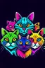 Placeholder: a logo for a group named fmadao. must have 5 cats. make it fun and vibrant and colorful