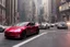 Placeholder: A Tesla 'Semi' (semi truck) is going at a high speed, on 'Wall Street', in New York. (CINEMATIC, WIDE ANGLE LENS, PHOTO REAL)