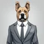 Placeholder: make one realistic business dog that are made of shapes and have a suit on