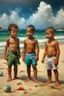 Placeholder: cuban little boys on the beach painting